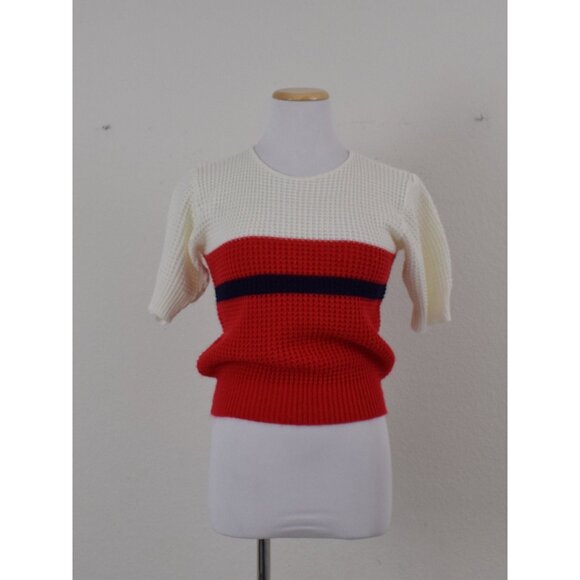 Vintage 80s Acrylic Striped Knit Blouse‎ - Picture 3 of 10